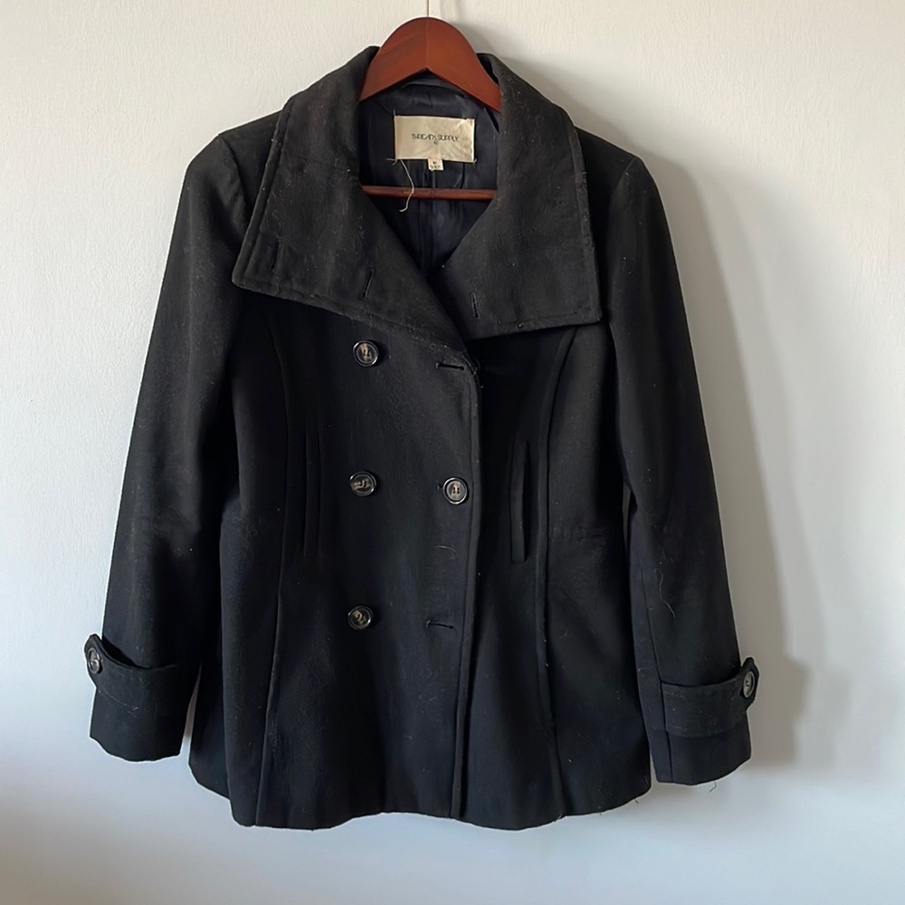 Thread and Supply Black Double Breasted Wool Peacoat